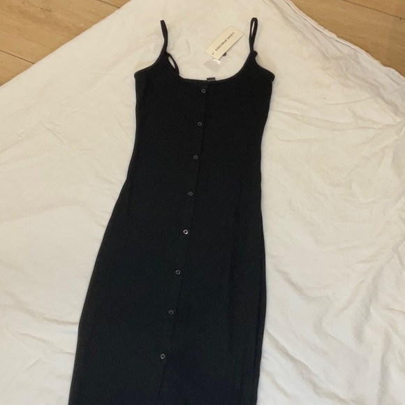 Streetwear Society|Black Spaghetti Strap|Ribbed Button Up|Long Dress | Size Sm - Picture 1 of 7